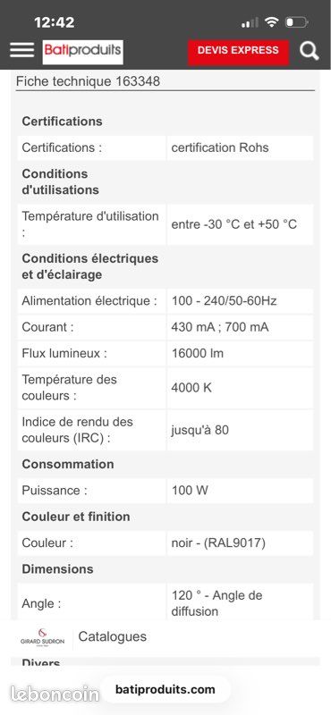Vend 2 luminaires glenn armature industriel led (image 3)