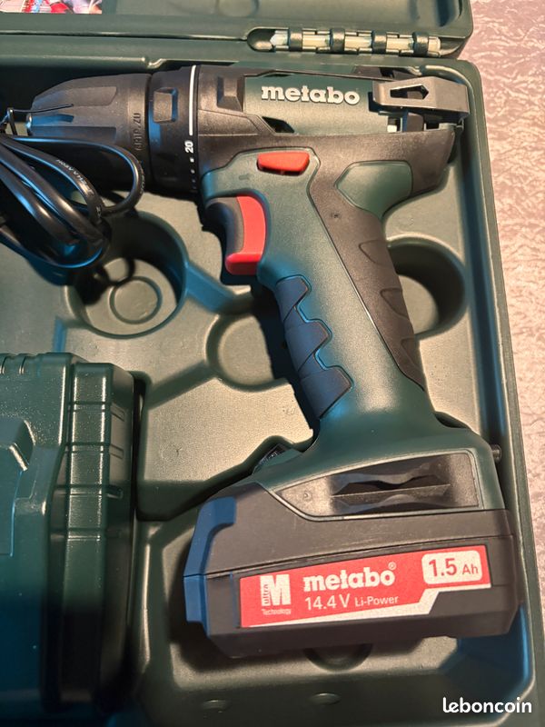 Metabo Perceuse Visseuse Sans Fil 14,4V – Kit Complet Avec 2 Batteries Et Boîtier, Neuve Sous Emballage