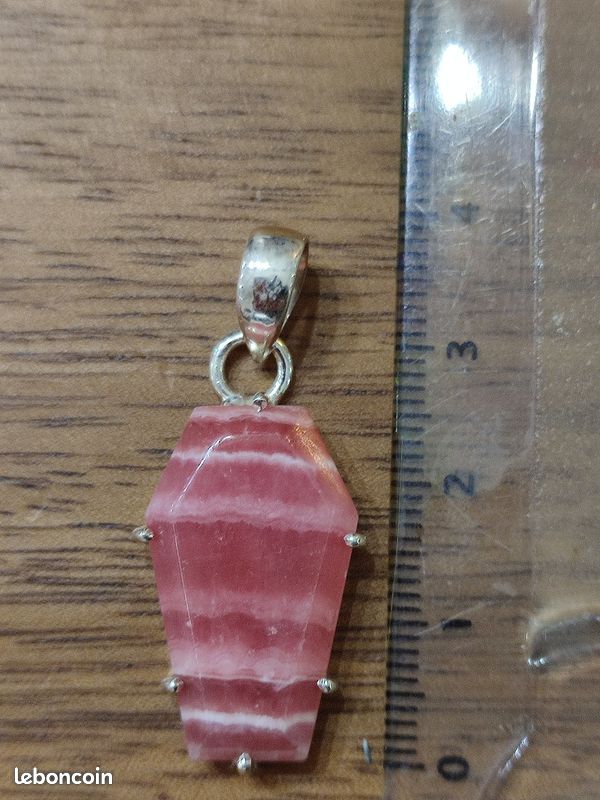 Rhodochrosite rose Du Pérou et argent pendentif (image 4)