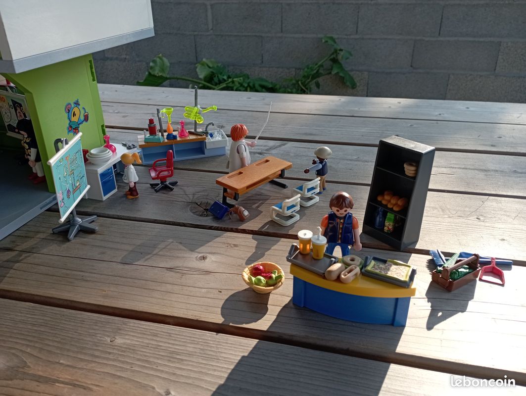 Lot Playmobil City Life École (9453) + Gym (9454) + Histoire (9455) + Chimie (9456) + Extension 9809