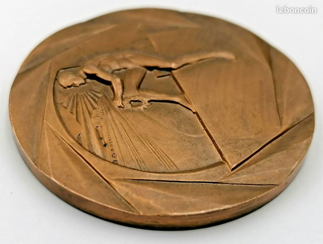 MÉDAILLE BRONZE HOMME nu c1930 art déco Medal E Fraisse/A Dubois Offert Député EUR 38,99