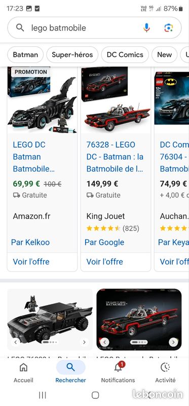 BATMOBILE DC JUSTICE League - Batman 30 cm NEUF RARE Collector EUR 34,90 - FR
