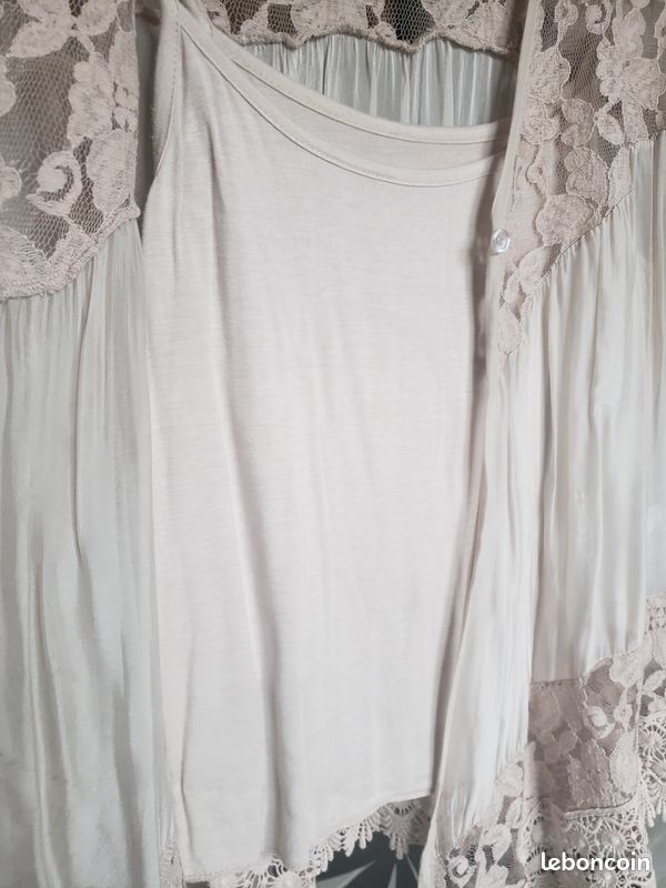 Chemisier En Soie Chiffon Rag & Bone Taille XS - Occasion Très Bon état, Motif Floral Beige