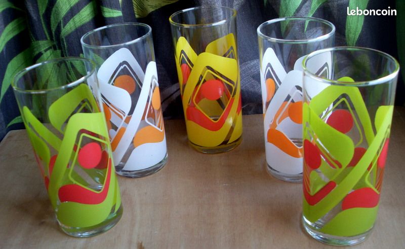 Vintage 5 verres à limonade eau design 50 60 70 (image 2)