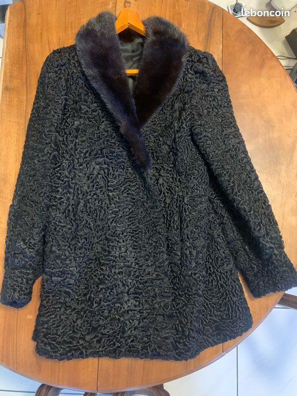 Manteau Long Femme Marina Rinaldi - Col En Vison, Laine Et Cachemire, Taille 46/48, Occasion Comme Neuf