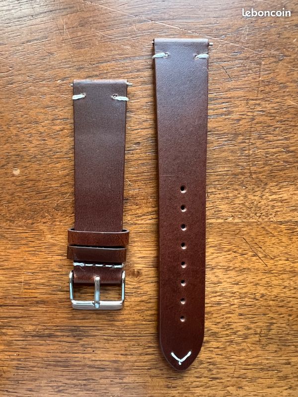 Bracelet montre haut de gamme cuir de veau marron foncé XL 18mm 20mm 22mm 24mm
