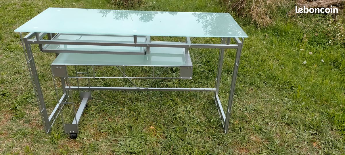 2 bureaux en verre et métal design (image 2)