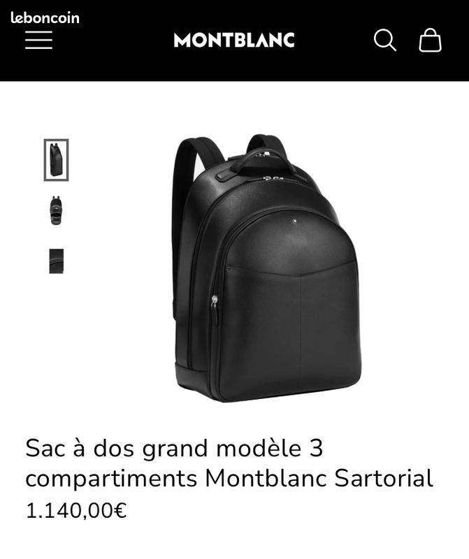 Sac à dos Montblanc authentique grand modèle 3 compartiments Montblanc Sartorial (image 10)