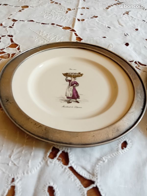 2 assiettes saint Clément france contour en etain (image 4)