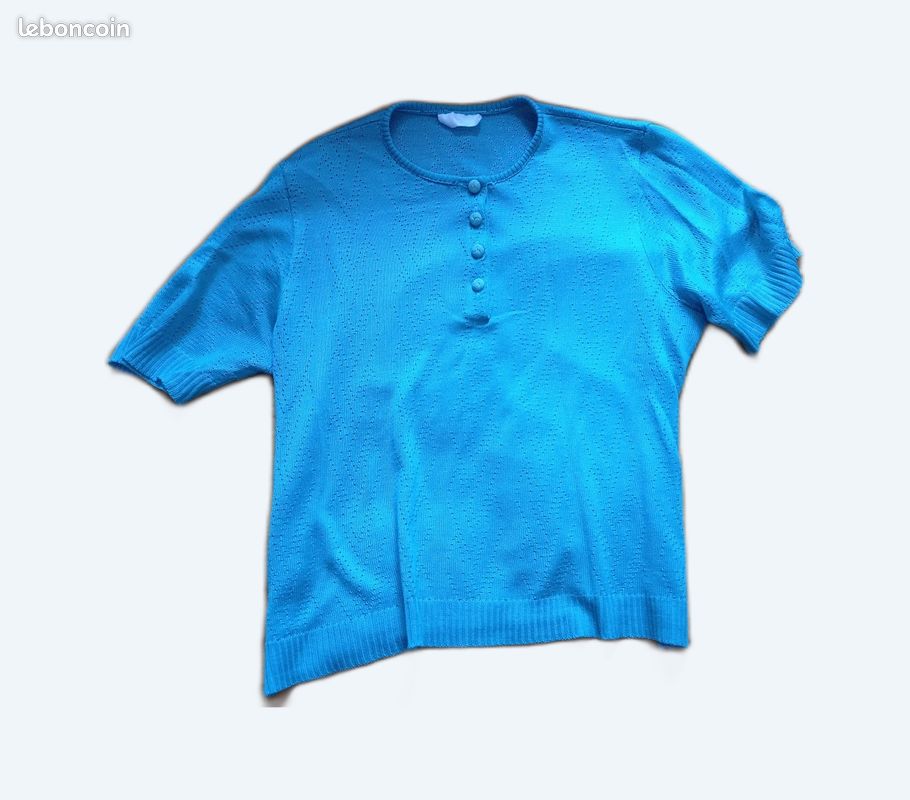 Haut vintage turquoise L (image 1)