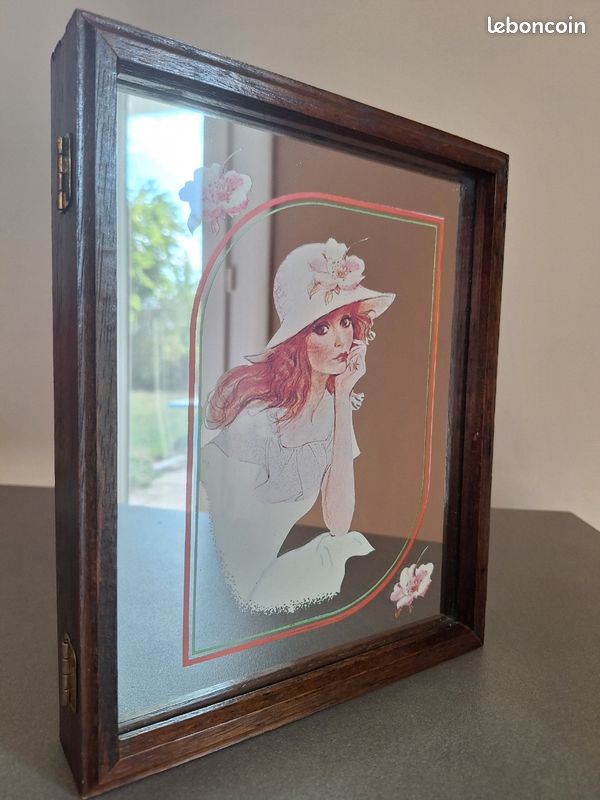 Boîte à clés murale vintage miroir sérigraphié années 70/80 (image 2)