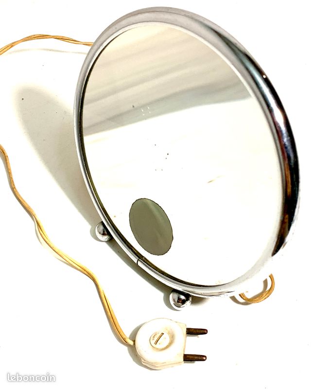 Miroir Double Face Vintage - Côté Normal Et Côté Grossissant - Cadre Carré 14cm - Rétro