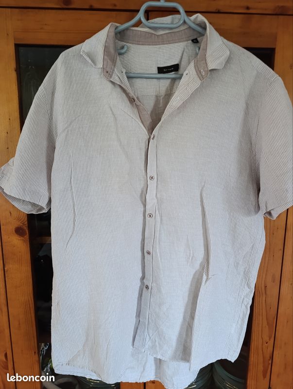 Chemise Homme Manches Courtes En Coton - Taille XL, Blanc (Neuf Sans Étiquettes)
