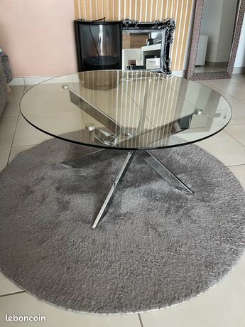 Table de salon en verre design 90 cm
