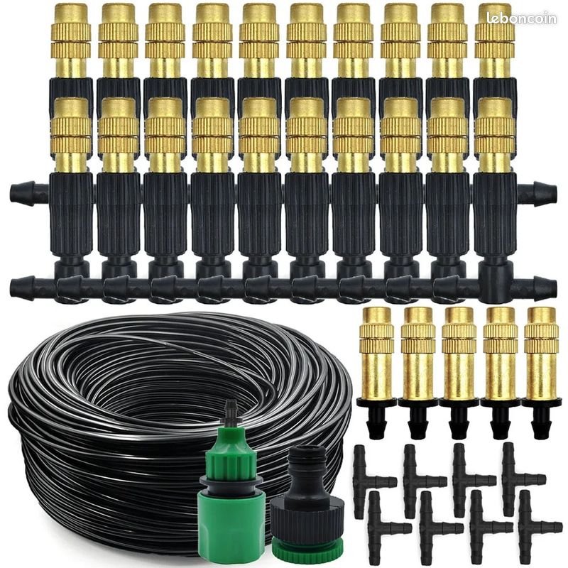 Kit de Buses d'Atomiseur Extérieur en Laiton, Système de Refroidissement par Brumisation, Tuyau pour Serre de Patio, Irrigation de Jardin, 5m à 30 m, 1/4 pouces, 4/7mm (image 1)