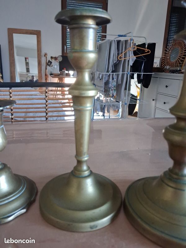 Lot de 4 bougeoirs rétro en fer pour bougies, bougeoirs décoratifs sur