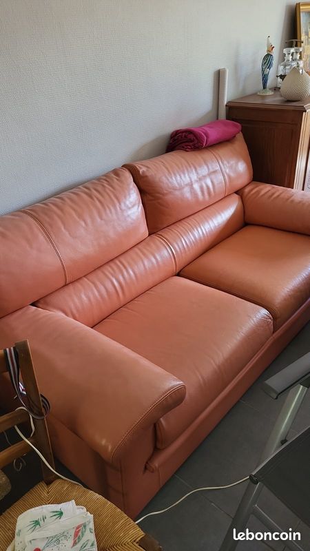 Canapé D'Angle En Cuir Roche Bobois - 3 Pièces, Gris, Art Déco - 220cm