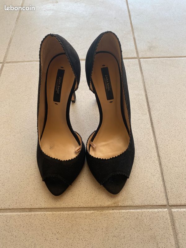 Shoe Escarpin Noir 10 Cm Superbe Escarpin Zara, Bout Ouvert, 10 Cm