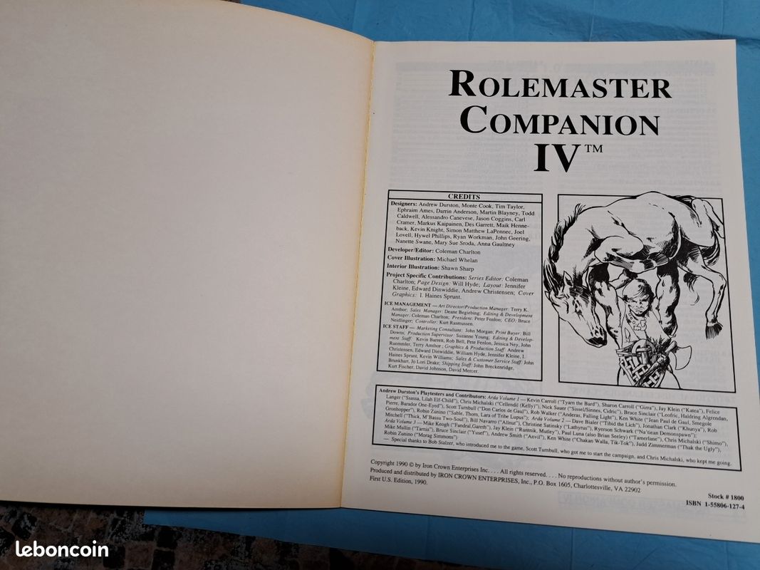 Jeu De Rôle Rolemaster – Companion IV (ICE), Bon état, édition US