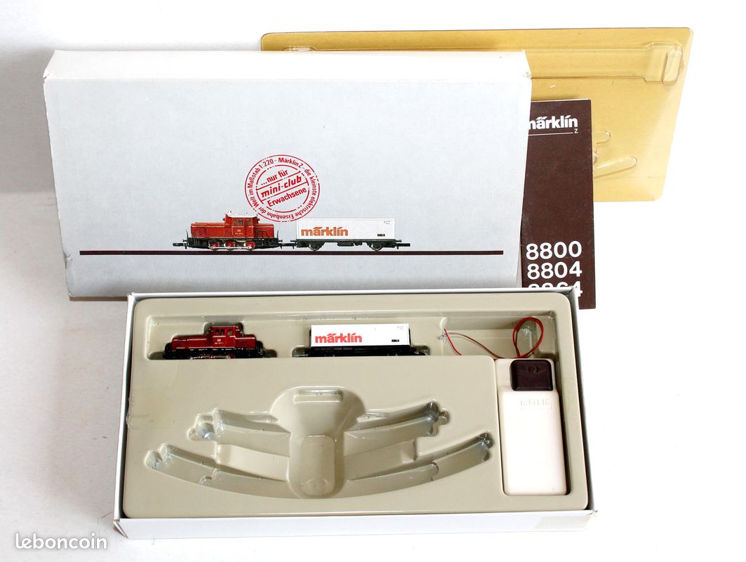 Tres rare marklin mini club 1/220 z, coffret 8174 locomotive + wagon + transformateur (image 1)