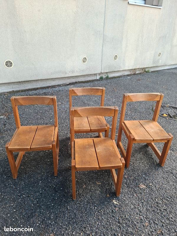 Chaises bois vintage chalet montagne (image 3)