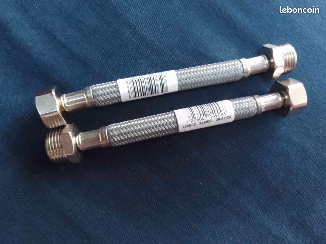 Lot de deux Flexibles mâle/femelle 15x21 (1/2"), DN8, 15 cm (image 1)