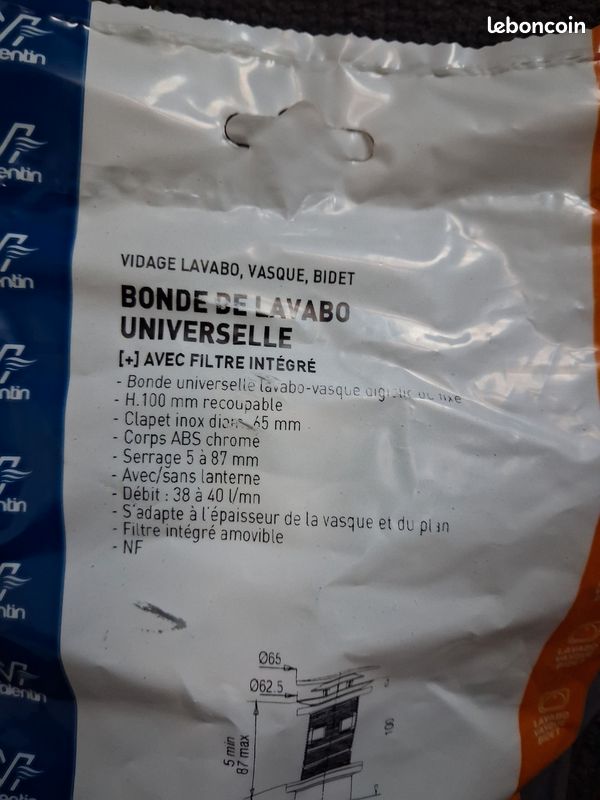 Bonde de lavabo universelle
marque:valentin (image 1)