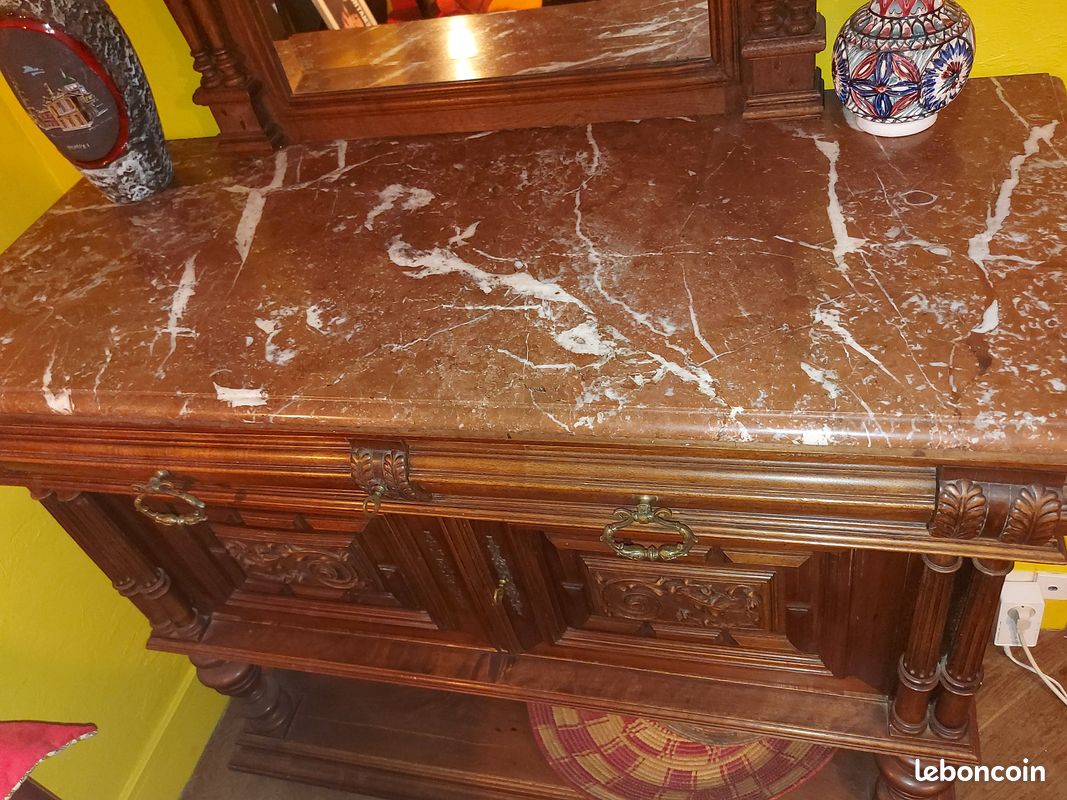 Buffet Henri II bois et marbre (image 4)
