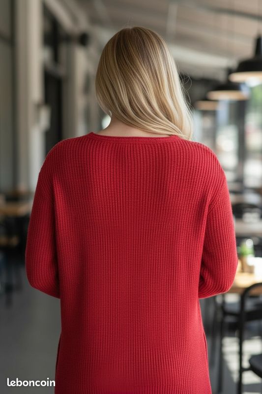 Pull Rouge à Paillettes 100% Laine - Taille XL - Neuf Sans étiquettes - Marque Rouet Or