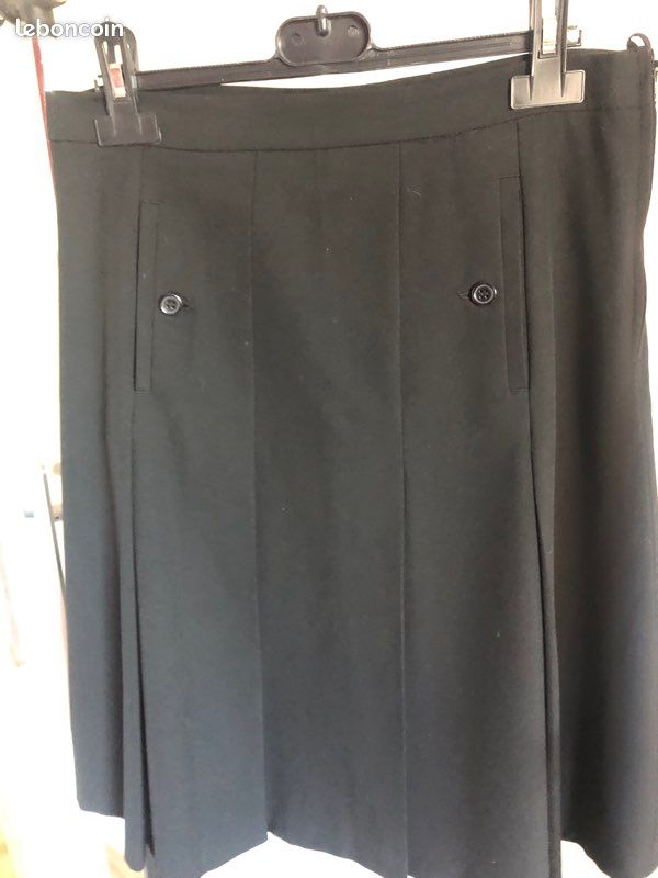 Jupe Plissée Noire H&M Taille 10/40 - Occasion En Très Bon état, Doublée