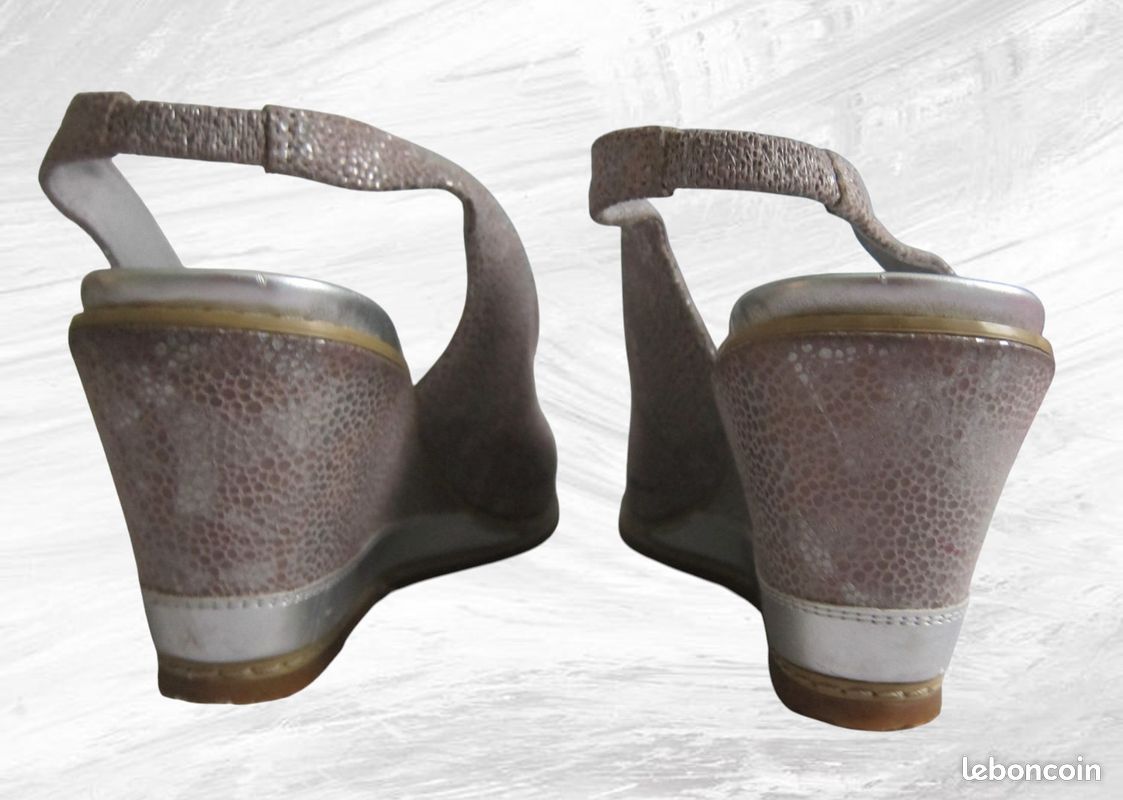 Espadrilles compensées cuir nacré gris 37 Fugitive (image 5)