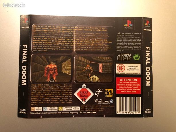Jeu Final Doom Pour PlayStation 1 (PS1) - Complet Avec Boîte, Manuel - PAL, Très Bon état