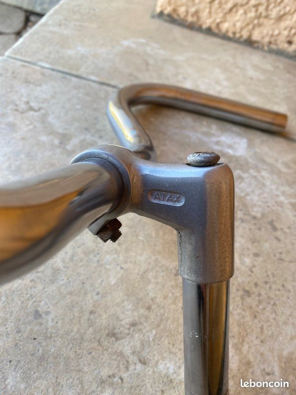 Guidon + potence Philippe Atax aluminium vélo vintage France handlebar