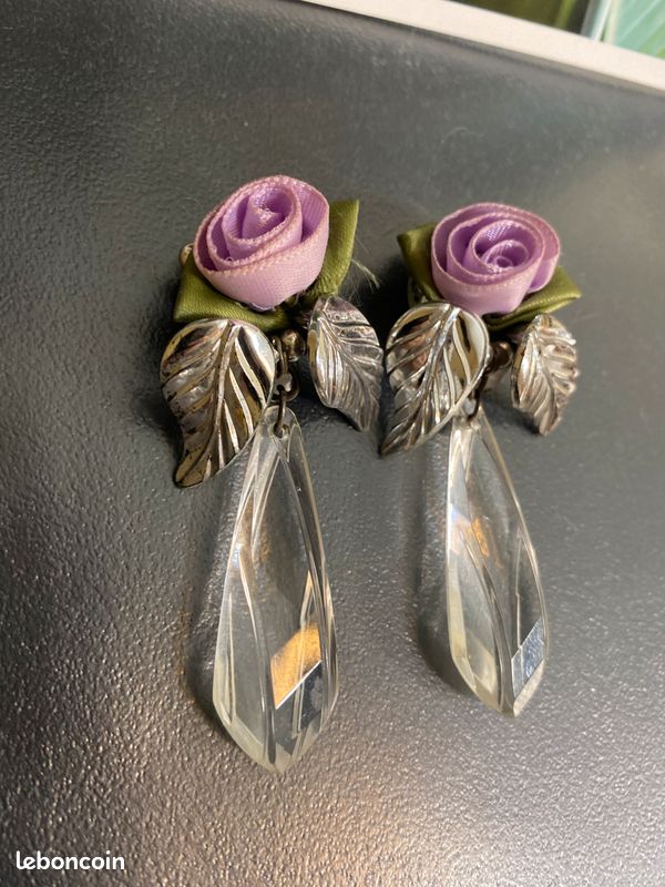 Boucles D'oreilles Vintage Perles Orange - Dormeuses - Occasion