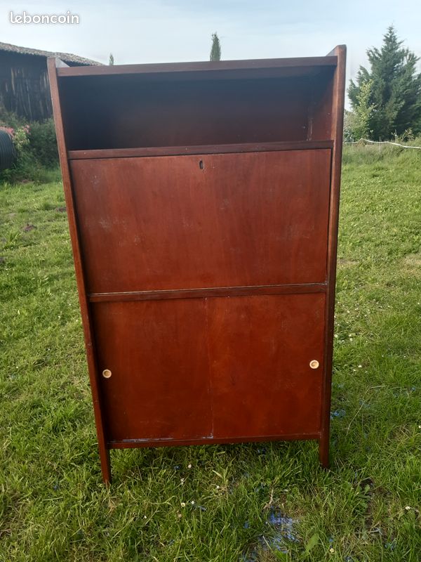 Secrétaire bois design moderniste style scandinave vintage années 50 60 (image 2)