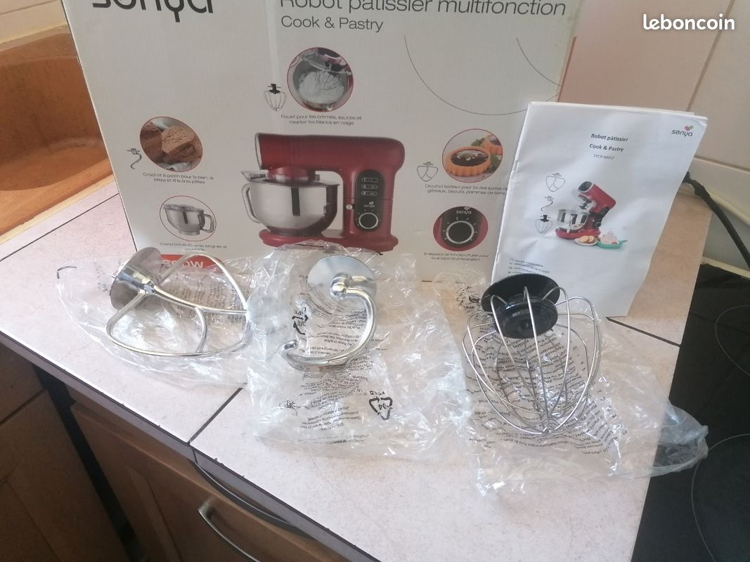 LEHMANN LHOPM-1305C Robot Pâtissier Multifonction 2200 W, Robot Culinaire à Mouvement Planétaire Avec Fouet, Batteur, Crochet, Bol D'Acier Inoxydable 5 Litres, 6 Vitesses Et Fonction Pulse, Noir