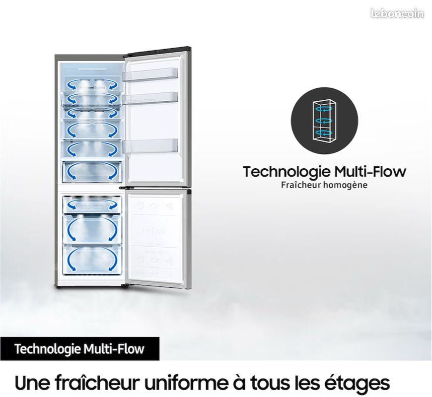 Réfrigérateur Combiné Samsung Bespoke AI - Metal Grey- Dist Eau (réservoir) - 341L - Classe E -RB34C652ESA (image 3)