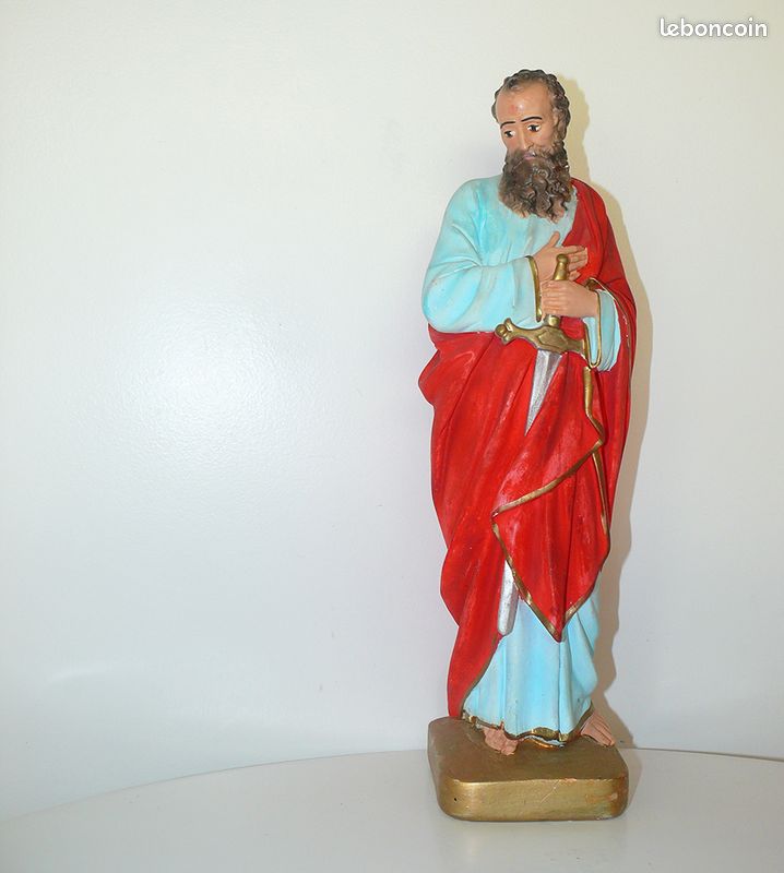 Statuette Religieuse Ancienne et rare de Saint-Paul hauteur 33cm (image 4)