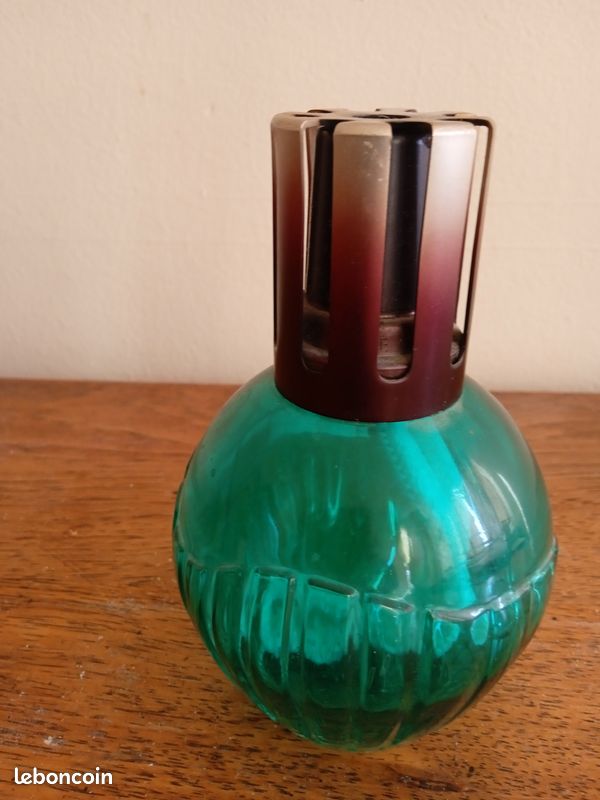 Lampe Berger En Verre Vert - Occasion - Déco Vintage