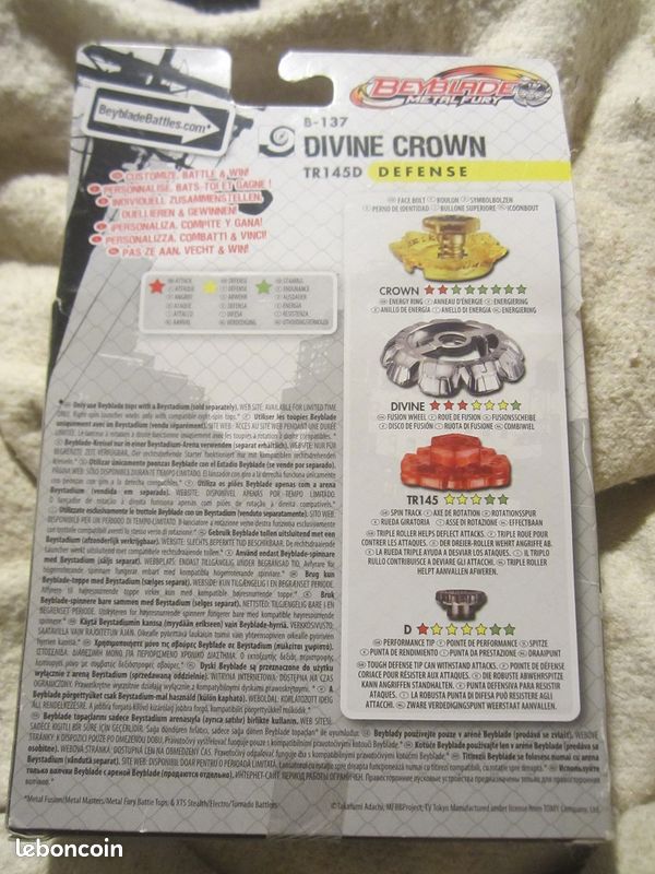 Toupie Beyblade Hasbro Metal Fury Divine Crown B-137 - Version Neuf, Jamais Utilisée
