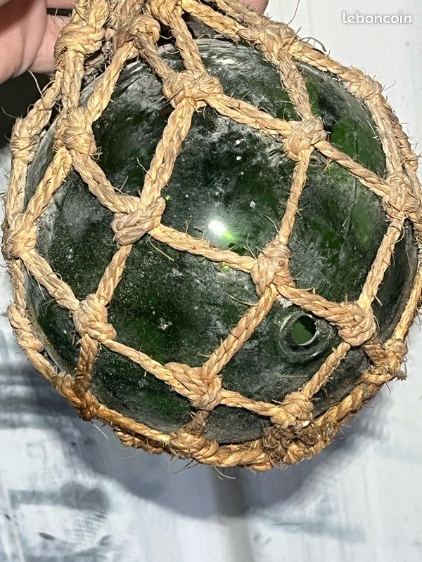 ANCIEN FLOTTEUR DE pêche en verre soufflé Boule déco marine nautique
