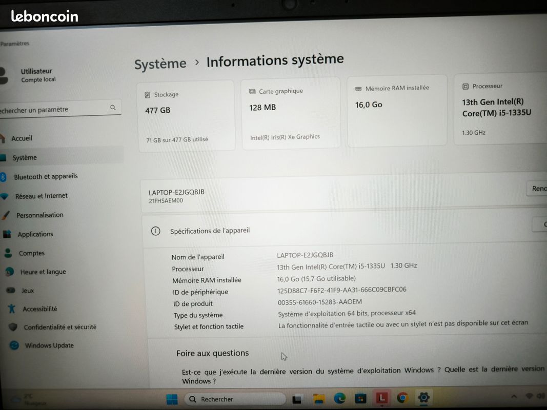 Lenovo Thinkpad L13 Gen 4 Sous Garantie (image 4)