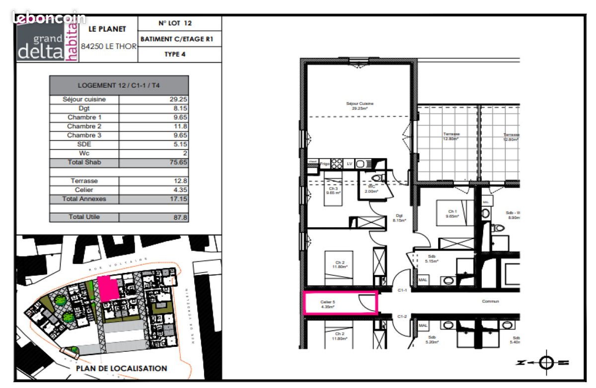 Appartement 4 pièces 76 m² · à Le Thor · 76 m² · 606 €/mois