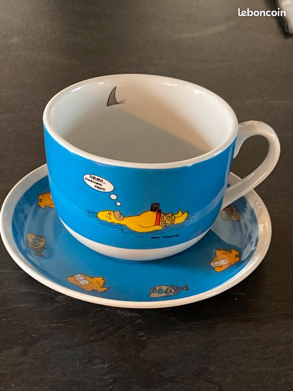 Tasse / bol / mug Homer Simpsons, Matt Groening , poissons / requins / 2000 (image 1)