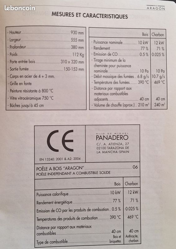 Poêle à bois Aragon, Sortie 150mm, Buches 33 à 40 cm (image 3)