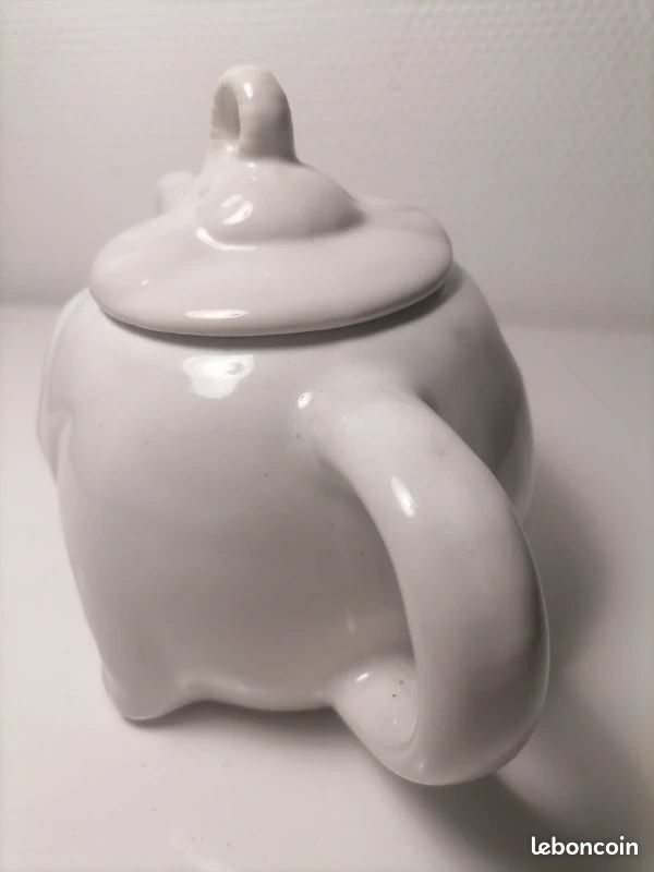 Théière zoomorphe blanche , vintage éléphant faïence (image 4)
