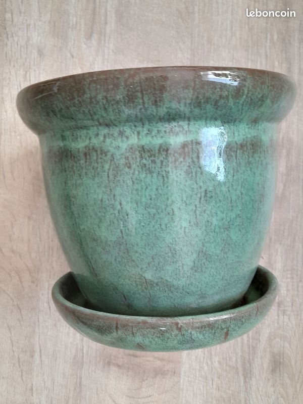 Vase terre/ceramique vert (image 1)