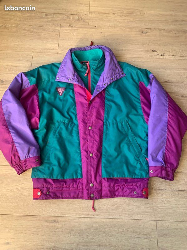 Veste De Course Hummel Vintage – Années 80-90 – Vert/Violet/Bleu – Taille M/L (voir Photos)