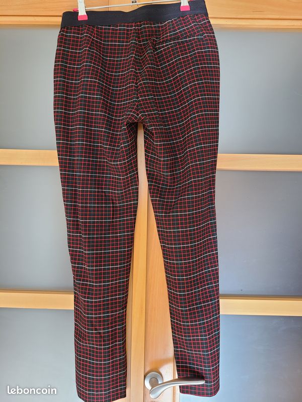 Pantalon Carreaux Beige H&M - Taille 38 - Occasion Très Bon état - Coupe Classique