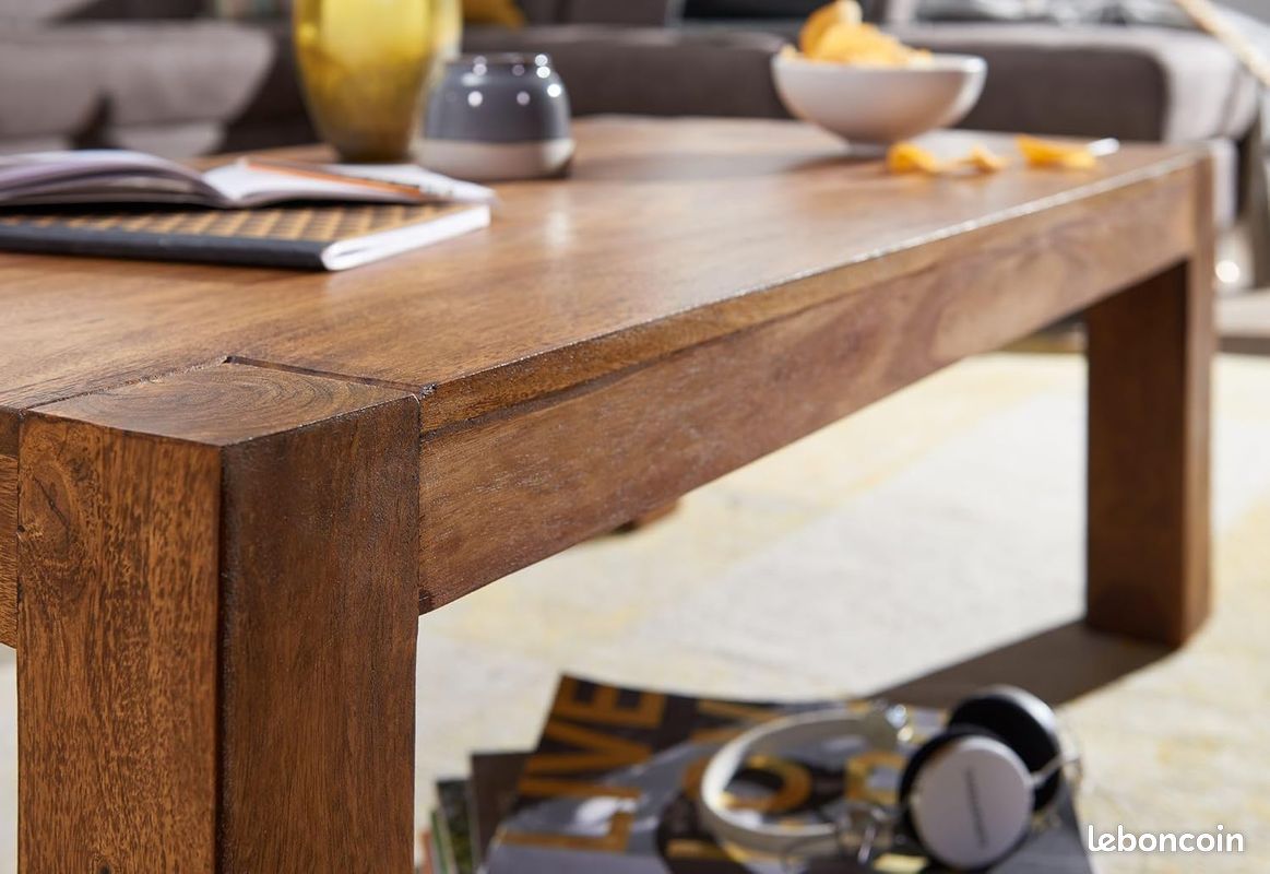 Table Basse Bois Massif Sheesham Table de Salon 110 x 40 x 60 cm (image 4)